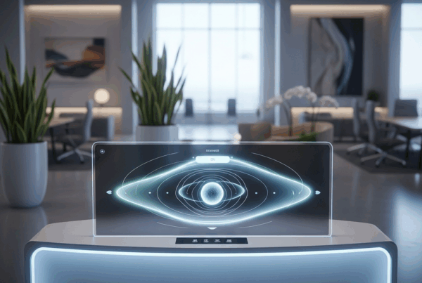 - in der Generierung eines futuristischen Kundendienstschalters mit einer dialogorientierten KI-Schnittstelle